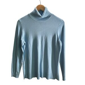 Style & Co Turtleneck Sweater Top Blue Soft Knit ‎ Pullover Medium Minimalist